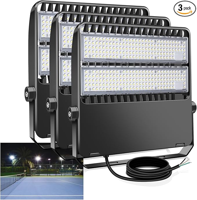 LED Stadium Lights, Outdoor Super Bright 240 Watt 36000 Lumen Stadium Flood Light, 5000K 120° Wider Lighting Angle Commercial Arena Lights 110Volt-277Volt (3 Pack)