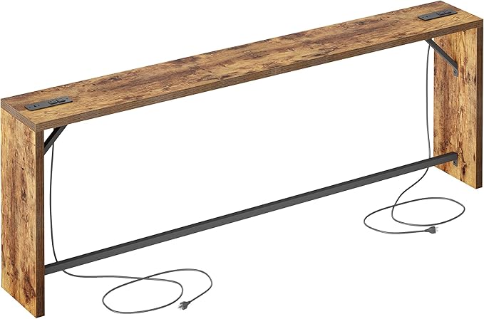 TIQLAB Sofa Table, 79''L x 9.1''W (1.2'' Thickness) Long Console Table Behind Couch, Entryway Table with Angled Metal Frame, Industrial Console Table, Rustic Brown