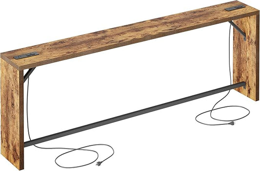 TIQLAB Sofa Table, 79''L x 9.1''W (1.2'' Thickness) Long Console Table Behind Couch, Entryway Table with Angled Metal Frame, Industrial Console Table, Rustic Brown