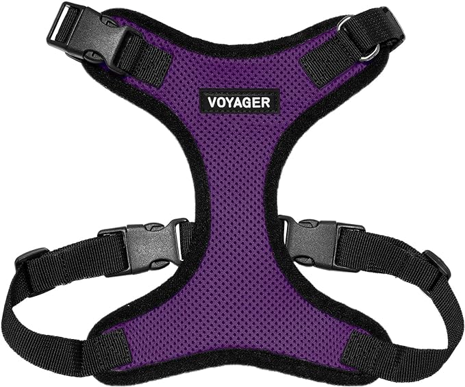 Voyager Step-in Pet Harness - All Weather Mesh, Adjustable Step in Harness for Cats and Dogs by Best Pet Supplies - Purple/Black Trim, L