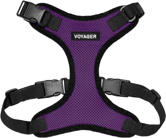 Voyager Step-in Pet Harness - All Weather Mesh, Adjustable Step in Harness for Cats and Dogs by Best Pet Supplies - Purple/Black Trim, L