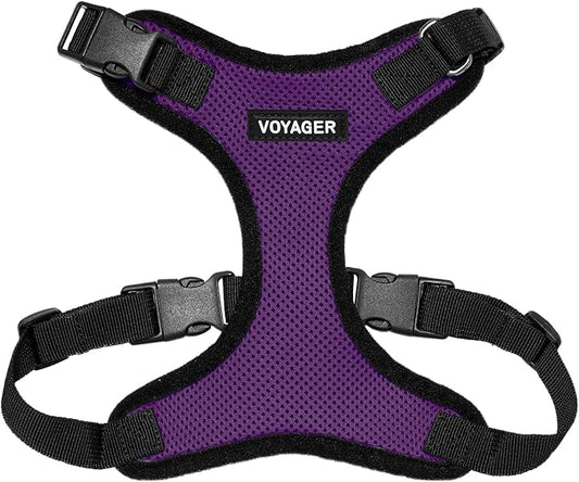 Voyager Step-in Pet Harness - All Weather Mesh, Adjustable Step in Harness for Cats and Dogs by Best Pet Supplies - Purple/Black Trim, M