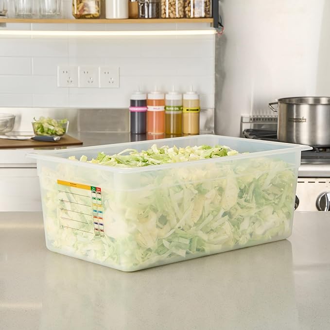 Restaurantware Food Storage Container 1 Pack of 20.7 x 12.6 x 7.8 Inches Plastic Stackable Storage Box White Reusable Label Container Dishwasher Safe For Restaurants And Kitchens