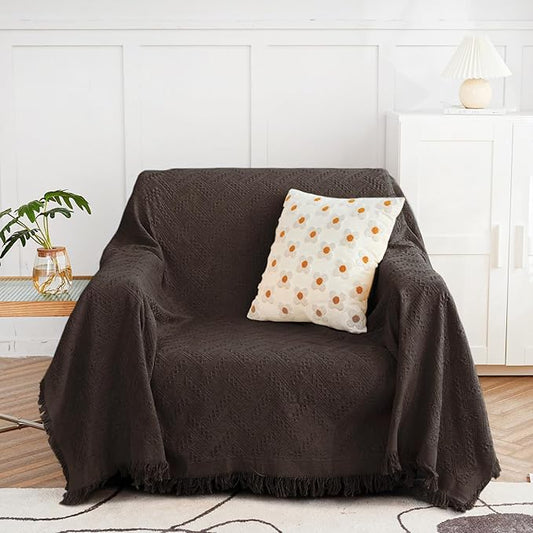 MYSKY HOME Couch Cover Sofa Covers Oversized Chair Cover Chocolate Geometrical Couch Recliner Cover for 1 Cushion Couch Washable Sofa Throws Single Sofa Slipcovers (Medium, 71" x 91", Chocolate)