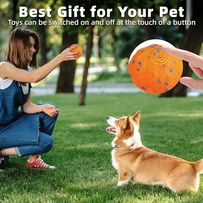 Interactive Dog Toys Ball, Automatic Moving, Bouncing Chew Toys, E-TPU Material, Suitable for Large and Medium-Sized Dogs, Used for Boredom Relief and Daily Training, USB Rechargeable (Orange-1)