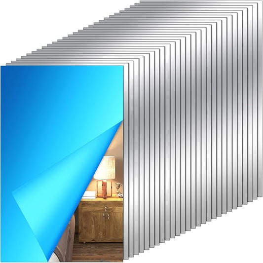 Tuanse 80 Piece Flexible Plastic Mirror Sheets for Home Decoration, Wall Mount, Rectangular, 9 x 6 Inch