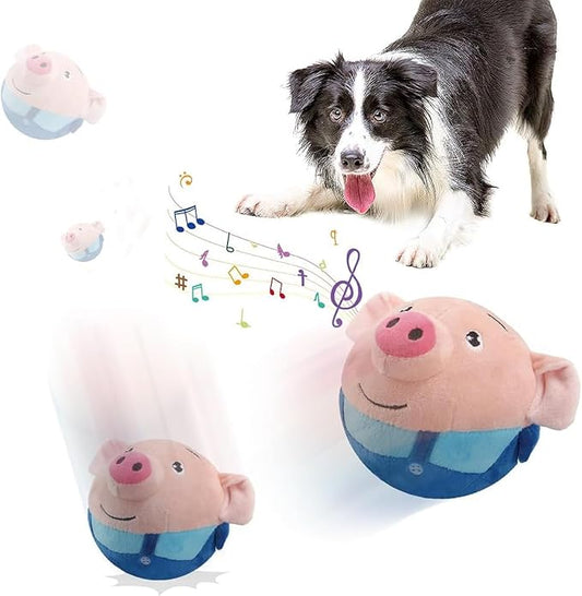Active Moving Pet Plush Toy, Interactive Dog Toys, Squeaky Moving Dog Ball Toy, Dog Toys to Keep Them Busy, Washable Cartoon Pig Plush Sound Electronic Dog Toy, Small Plush Sound Toys for Dogs