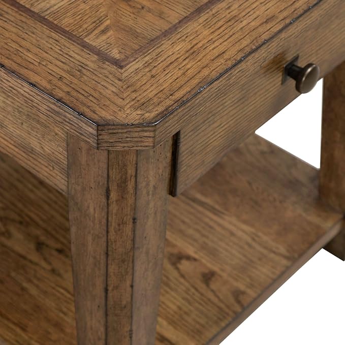 Liberty Furniture Carolina Park End Table for Living Room - Amber Brown Oak