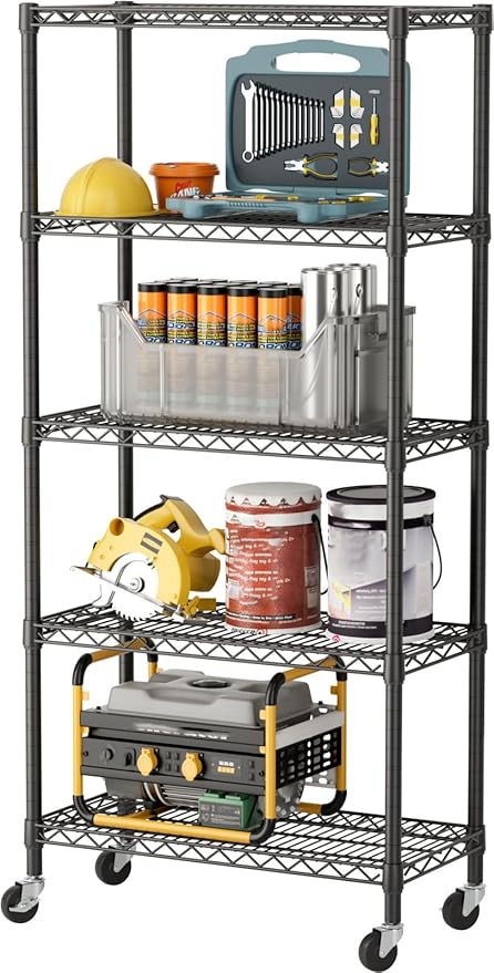 SINGAYE Garage Heavy Duty Shelving Unit Kitchen Pantry Close Home Organizers and Storage Bathroom Shelf Laundry Room Organization Industrial Book Metal Wire Adjustable Shelves