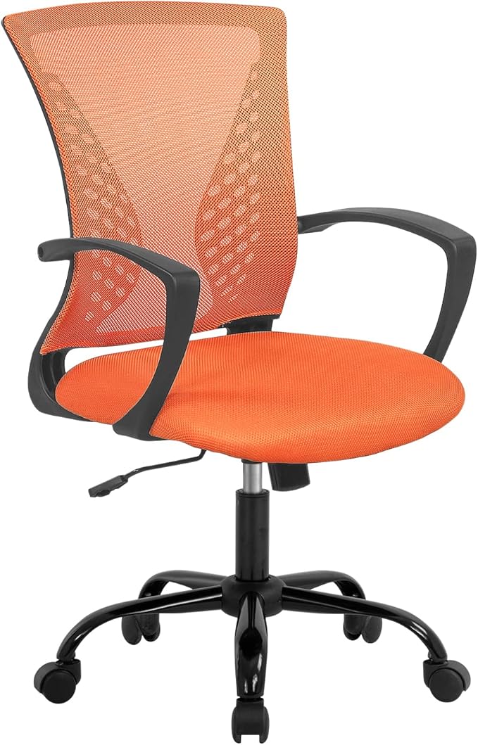 Mesh Office Chair Desk Chair Computer Chair with Lumbar Support Armrest Rolling Swivel Adjustable Ergonomic Task Chair for Adults(Orange)
