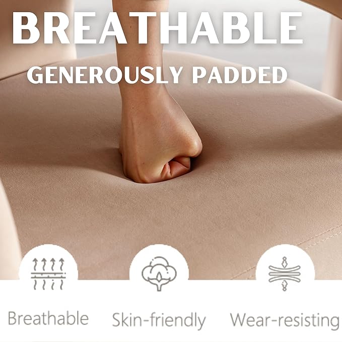 Modern Barrel Dining Chairs Set of 6, Velvet Upholstered Accent Side Chair with Arms Comfy Makeup Vanity Chairs, Dining Living Room Kitchen Chairs, Khaki