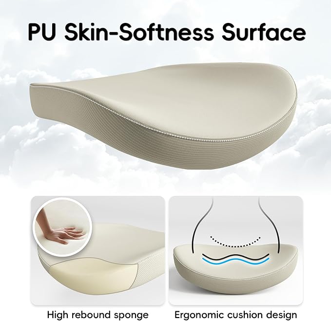 Office Home Ergonomic Desk Chair-Computer X-Shaped Chair Mesh PU Leather with Adjustable Lumbar Support-Executive Chair High Back with Headrest Flip-Up Arms for Long Hours (Beige)