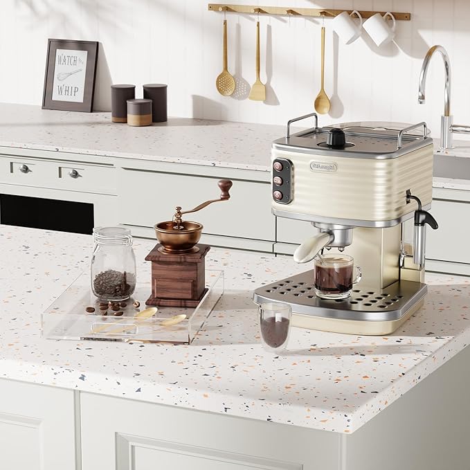 16"x12" Large Acrylic Serving Tray Decorative Ottoman Coffee Table Vanity Tray Tea Fruit Platter Snack Appetizer Dessert Drink with Handles for Bar Kitchen Party, Clear