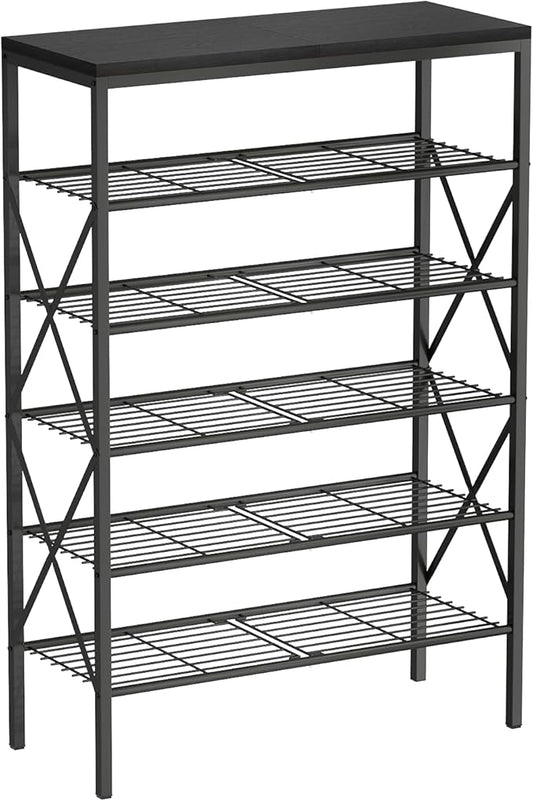 6 Tiers Shoe Rack, Large Capacity Shoe Rack Holds 32 Pairs of Shoes, Durable and Stable, Adjustable Metal Shelf Stackable Shoe Shelf for Entryway, Hallway, Living Room, Closet