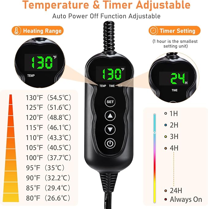 INVENHO Pet Heating Pad, Waterproof Adjustable Temperature Dog Cat Heating Pad with Timer, Indoor Pet Heated Pad for Cats Dogs Electric Pads for Dogs Cats, Pet Heated Pad (L: 35" x 24")