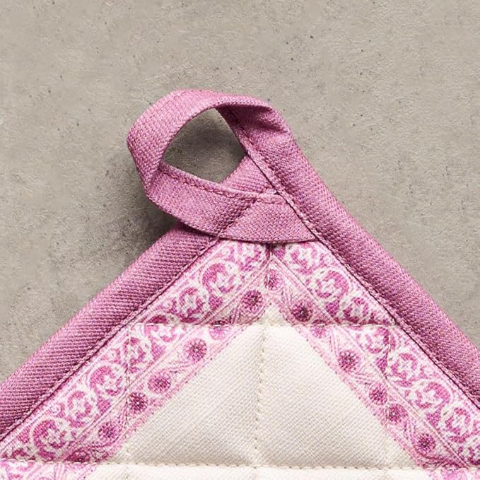 Maison d' Hermine Pot Holders 100% Cotton Heat Resistant Potholders 8" x 8" Hot Pads with Loop BBQ, Cooking, Baking, Grilling, Kitchen, Handling Hot Pans Spring/Summer (Pack of 1, Chardon)