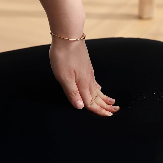 Black Velvet Dining Chairs Set of 4, Modern Upholstered With Curved Backrest, Kitchen and Dining Room Accent Arm Chairs With Black Wood Legs