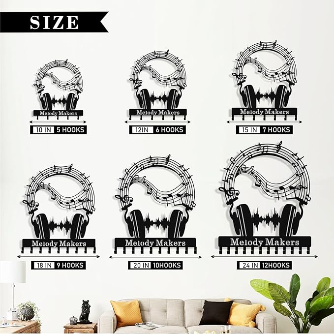 Personalized Key Holder Wall Mount, Custom Metal Music Keys Holder for Wall with Name, Wall Key Hanger Rack with Hooks for Entryway, Front Door, Living Room, Kitchen, Bathroom, Garden