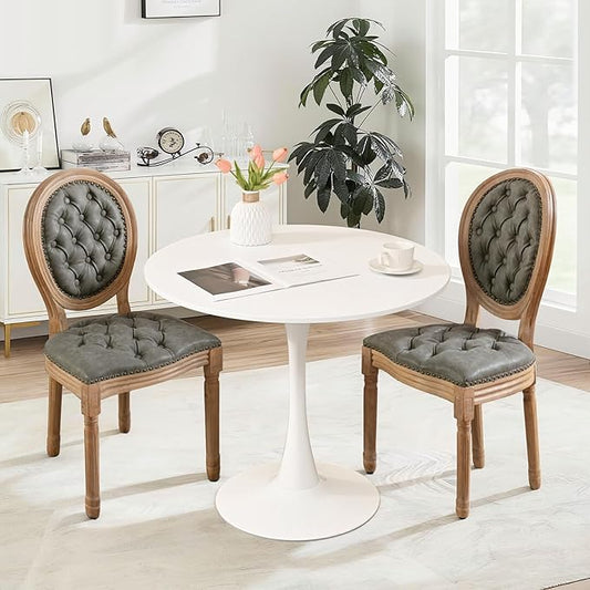 SoarFlash Kitchen Table and Chairs for 2, 31.5" Dining Table Set for 2 with French Dining Chairs, 3 Piece Round Kitchen Table Set, Dining Room Table Set for Small Space, Apartment