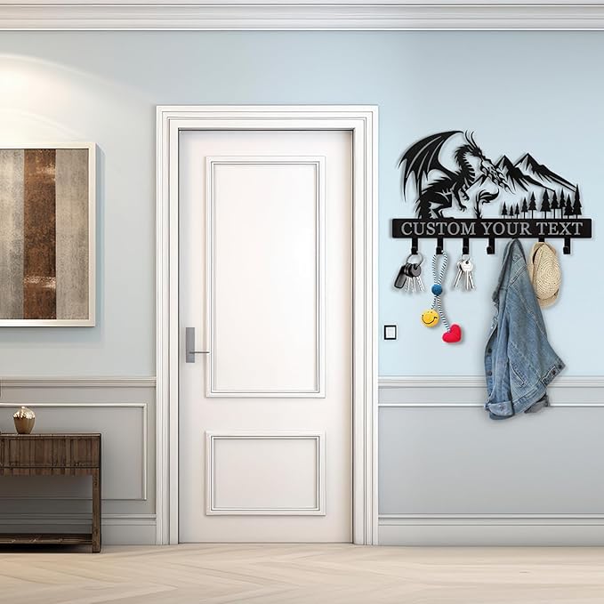 Personalized Key Holder Wall Mounted, Custom Dragon Design Key Holder for Wall, Metal Key Holder Hooks Organizer, Key Hanger Decor for Living Room, Kitchen, Entryway
