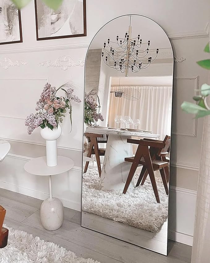Arched Floor Mirror, 30" x 71" Oversized Full Body Mirror, Freestanding, Wall Mounted for Bedroom, Black