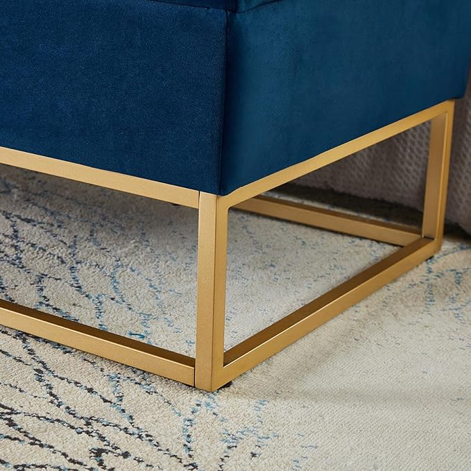 mikibama Velvet Storage Bench,58.6" Long Ottoman with Storage for Living Room,Tufted Storage Benches for Bedroom End of Bed,Entryway,Rectangle Window Seating Bench with Storage. (Velvet Navy)