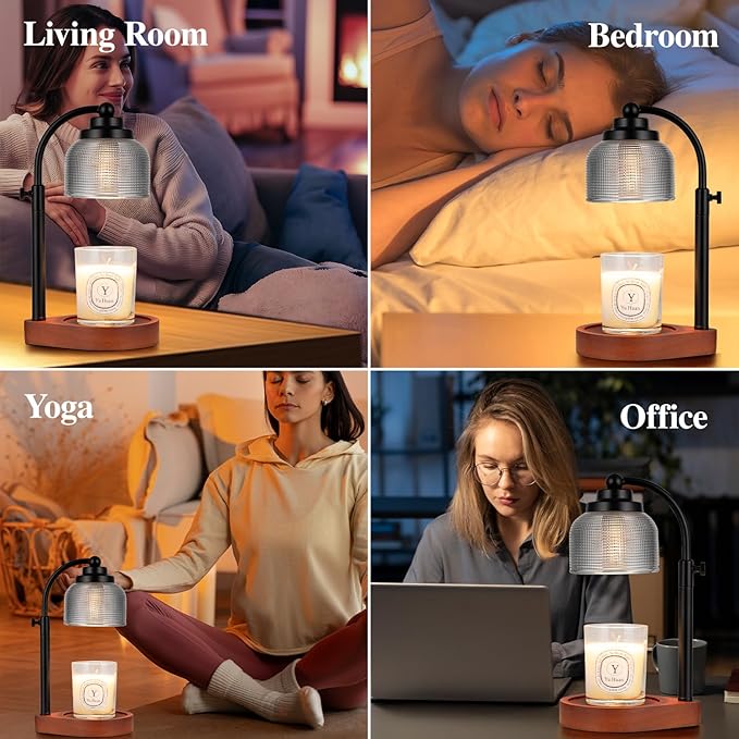 Candle Warmer Lamp Remote Control, Timer and Dimmer, Birthday Gifts for Women Mom Sister, House Warming Gifts Vintage Home Decor, Adjustable Height Wax Melt Warmer for Jar Candles with 2 Bulbs