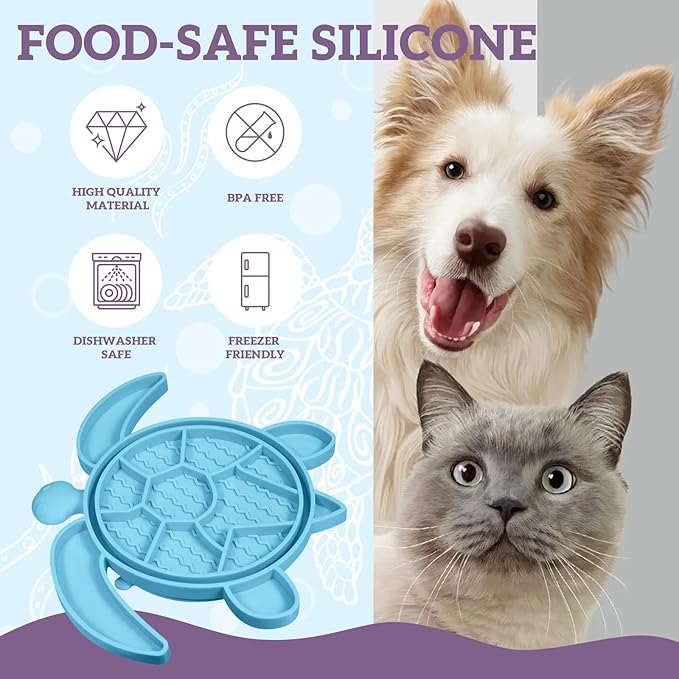 Turtle Dog Lick Mat for Dogs, Dog Slow Feeder Toy with Suction Cup, Dogs Licking Mats for Pets, Food-Safe Silicone Pet Lick Pad, Improve Digestion, Suitable for Various Foods