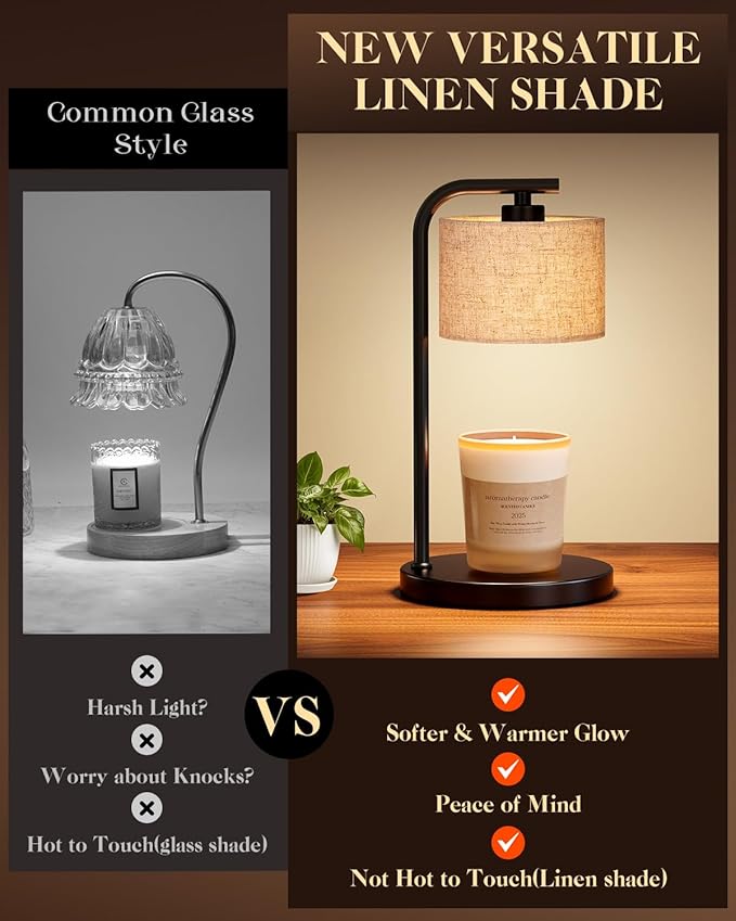 Candle Warmer Lamp with Timer: Dimmable Candle Lamp Warmer for Jar Candles - Birthday House Warming Gift for Women Mom Her - New Home Decor for Bedroom Office Kitchen with 2 Bulbs