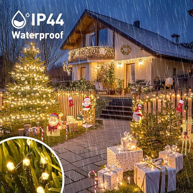 JMEXSUSS 2 Pack Solar Christmas Lights Outdoor, Total 400 LED 151FT Solar String Lights Outdoor Waterproof, 8 Modes Warm White Christmas Light for Outside Patio Yard Tree Garden Xmas Decorations