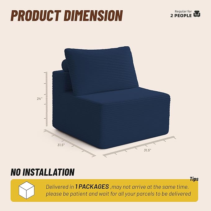 Cozy Single Seat, Comfortable Seating, No Assembly Required, Blue