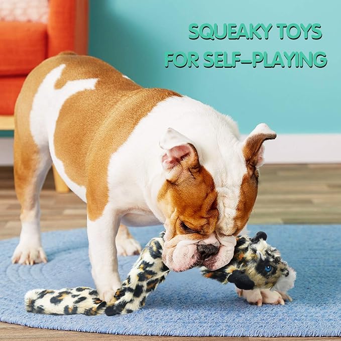 SHARLOVY Dog Squeaky Toys No Stuffing, 3 Pack Crinkle Dog Toys for Small Breeds or Puppy, Durable Chew Plush Cute Animals Natural for Teething Pet for Boredom