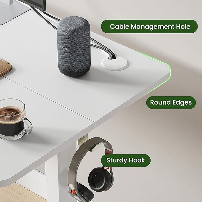 Casaphoria 40 x 24 inches Electric Standing Desk, Sit to Stand Desk with Memory Height Adjustment, Home Office Computer Desk for Writing and Games, White