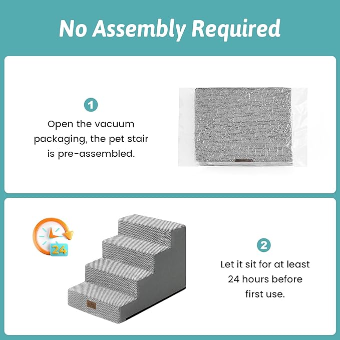 Slope Dog Stairs 15.7" H, Pet Steps for Couch Sofa Chair, Ramp for Small Dogs Puppy Cats Seniors with Removable Washable Cover, 4 Step, Grey