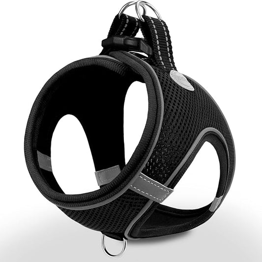 Joytale Small Dog Harness, Breathable Mesh Step-in Vest, Reflective Soft Padded Harnesses for Medium Dogs, Black, XL