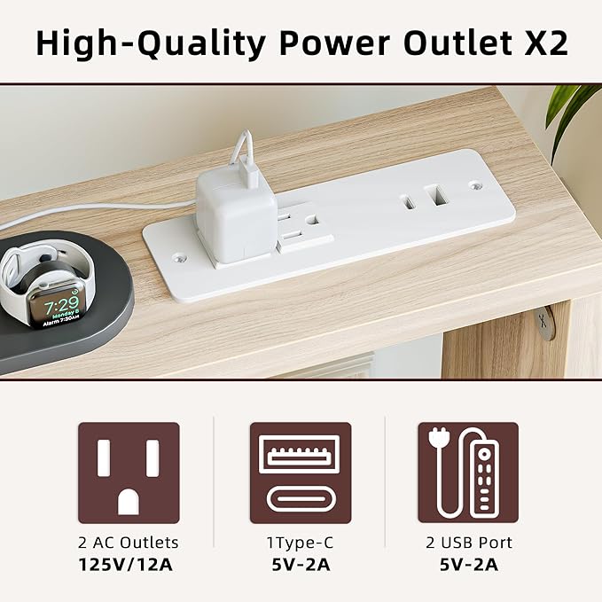 TIQLAB Sofa Table, 79 inch (1.2'' Thick Tabletop) Long Console Table Behind Couch, Narrow Entryway Table with Angled Metal Frame, Industrial Console Table for Entryway, Light Walnut