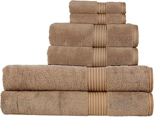 Christy Supreme Hygro 6 Piece Towel Set | Mocha | 100% Luxury Supima Cotton | Ultra Soft | Super Absorbent | 650GSM | 2 Bath Sheets 2 Hand Towels 2 Face Cloths