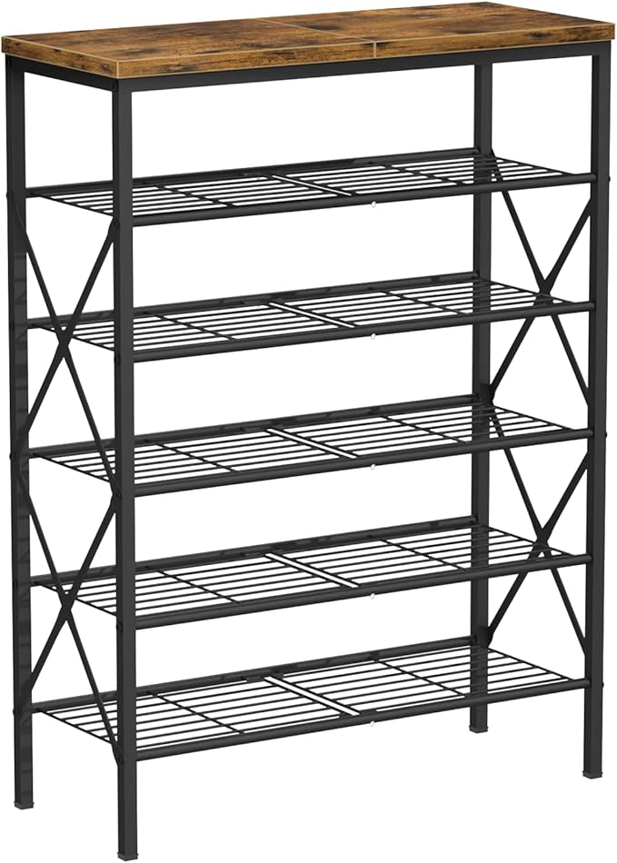 6 Tiers Metal Shoe Rack，Large Capacity Shoe Rack Holds 24 Pairs of Shoes, Durable and Stable, Adjustable Metal Shelf Stackable Shoe Shelf for Entryway, Hallway, Living Room, Closet