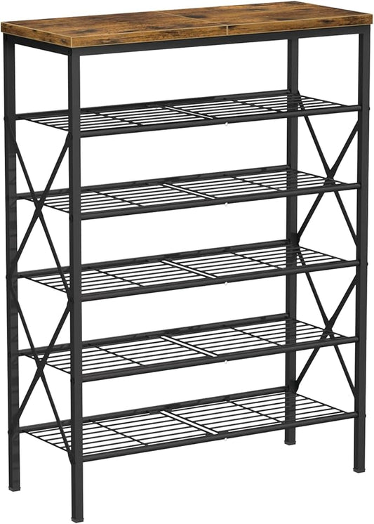 6 Tiers Metal Shoe Rack，Large Capacity Shoe Rack Holds 24 Pairs of Shoes, Durable and Stable, Adjustable Metal Shelf Stackable Shoe Shelf for Entryway, Hallway, Living Room, Closet