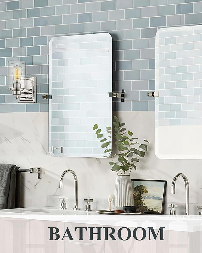 Bathroom Vanity Light Chrome, HWH Modern Wall Lighting Over Mirror, 1-Light Wall Sconce with Clear Glass Shade for Bathroom, Powder Room, Dressing Table, 5HLT63B CH