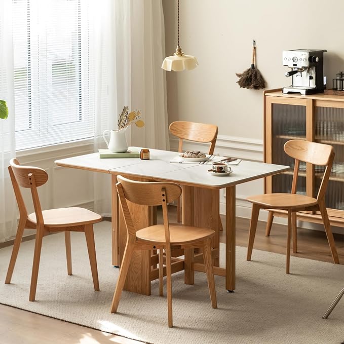 Solid Wood Dining Chairs Set of 4 - FAS-Grade North American Oak,Heavy Duty Dining Chair with Ergonomic Curved Back,Suitable for Kitchens and Dining Rooms,Easy Assembly,400 lbs Capacity