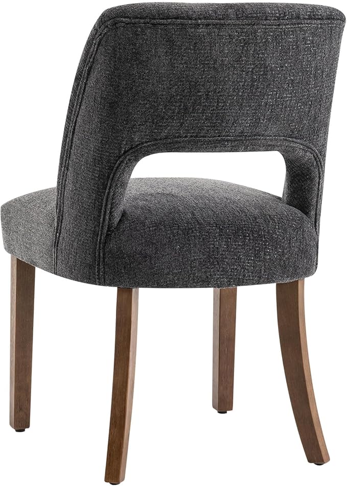 VKNOW Wooden Dining Chairs Set of 4, Modern Fabric Upholstered Dining Room Chair Kitchen Chairs, Farmhouse Dinner Chair for Kitchen Dining Room, Charcoal