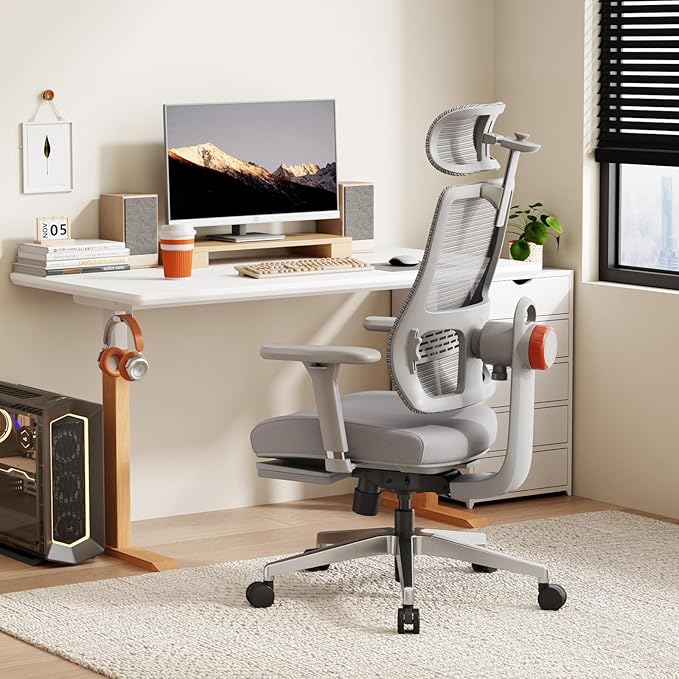 Newtral Ergonomic Office Chair - Home Office Desk Chair with Adaptive Lumbar Support, with Footrest, 4D Armrest, Adjustable Seat Depth & Height