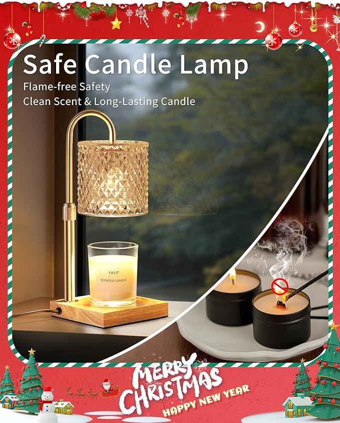 Candle Warmer Lamp with Timer Dimmer Adjustable Height, Candle Warmer with 2 Bulbs for Jar Candles, Home Decor, Birthday Gifts for Women