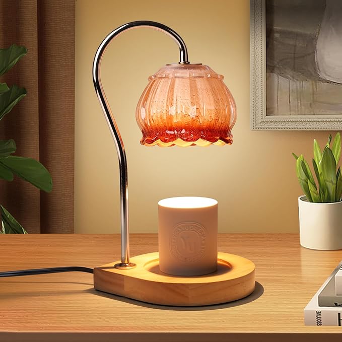 Dimmable Flower Candle Warmer Lamp With Timer, Electric Melter Light, Vintage Lamp, Gift for Women, Home Decor, Cozy House Warming, Coffee