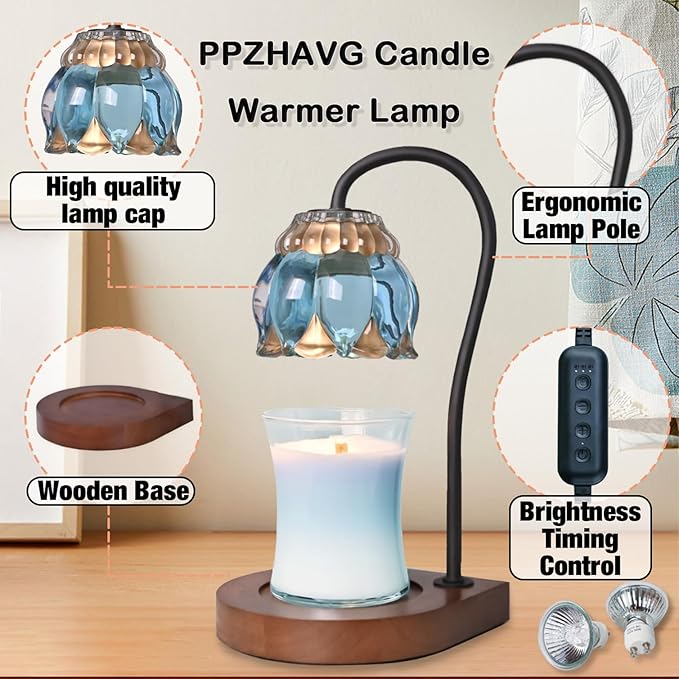 Candle Warmer Lamp Christmas Gifts - Birthday Gifts for Women Mom, Compatible with All Jar Candles, Wax Melt for Candle Home Decor, Modern Farmhouse Decor, Candle Warmer Timer SkyBlue