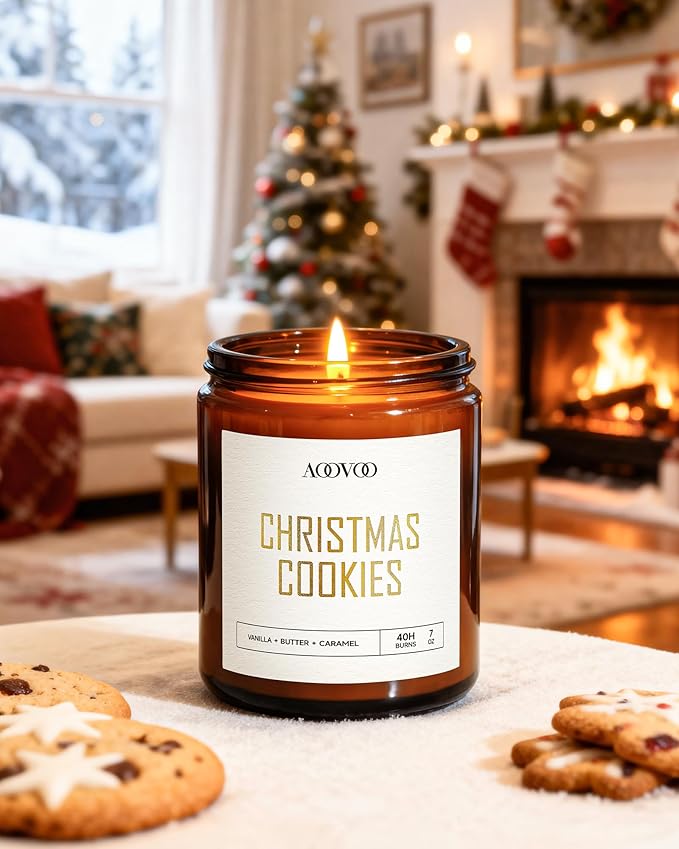 AOOVOO Candles Set - 6PC Scented Candles, Soy Candle, Aromatherapy Candle, Soy Wax Candle, Candle for Home Scented, Balsam/Fir/Firseide/Cocoa/Vanilla Cake/Cookies