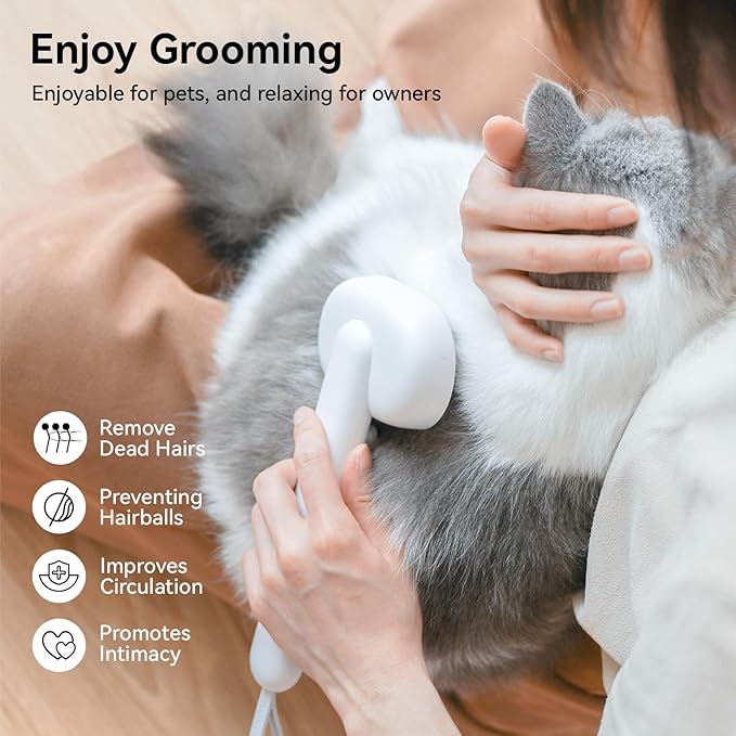 aumuca Cat Brush for Shedding, Cat Brushes for Indoor Cats, Cat Brush for Long or Short Haired Cats, Cat Hair Brush Cat Grooming Deshedding Brush for Dog Kitten Rabbit Massage Removes Loose Fur, White