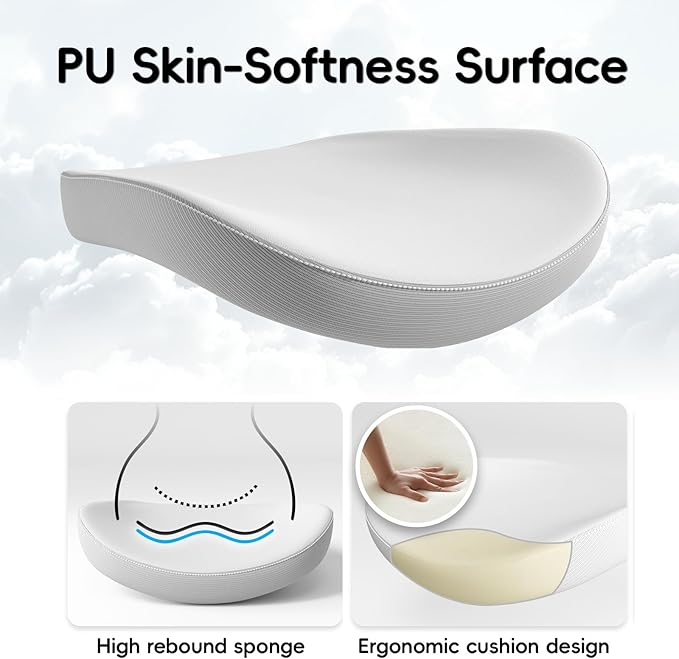 Office Home Ergonomic Desk Chair-Computer X-Shaped Chair Mesh PU Leather with Adjustable Lumbar Support-Executive Chair High Back Flip-Up Arms for Long Hours (White-No Headrest)