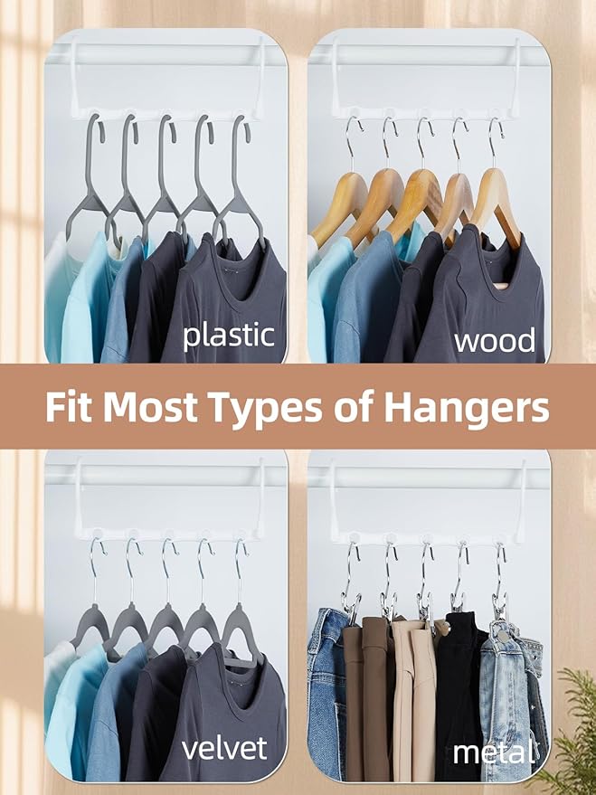 HOUSE DAY Closet Organizers and Storage, 16 Pack, Space Saving Hangers White, Closet Organizer Space Saver 80%, Sturdy Plastic Magic Hangers for All Types of Clothes, College Dorm Room Essentials
